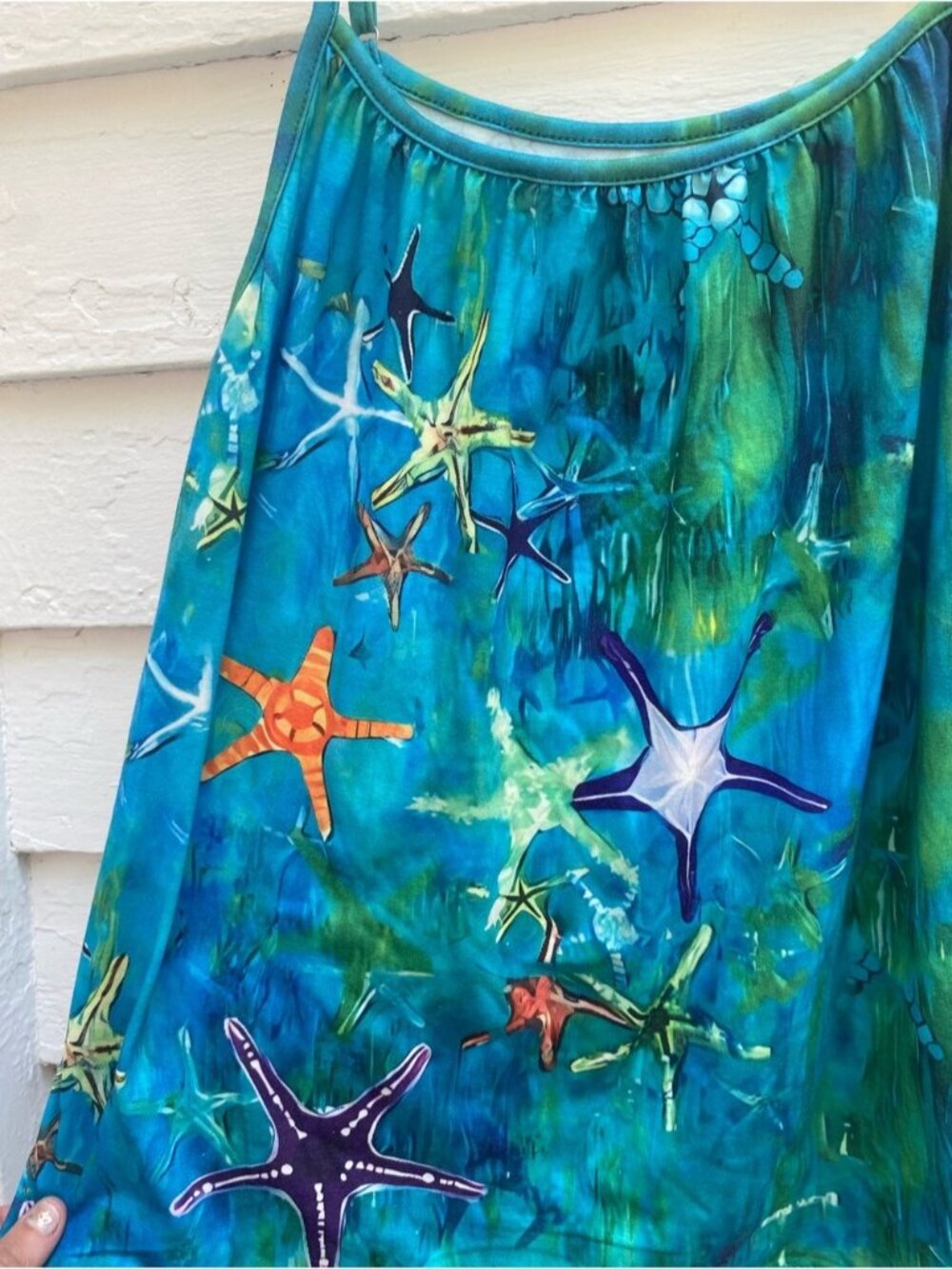 Blue-Green Starfish Print Camisole Top - Picture 3 of 4